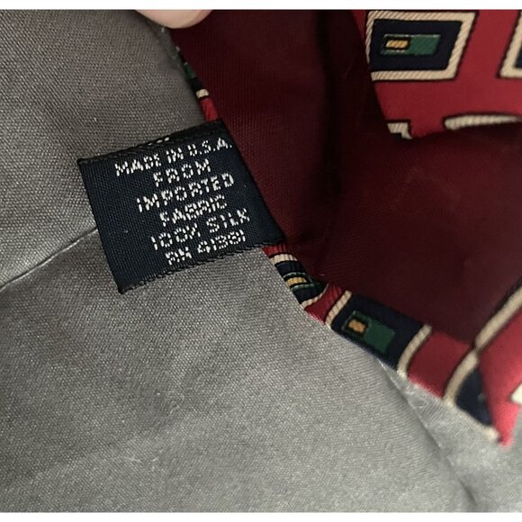 Polo By Ralph Lauren Red Geometric Diamond 100% Silk Mens Tie Handmade in USA - Picture 4 of 4